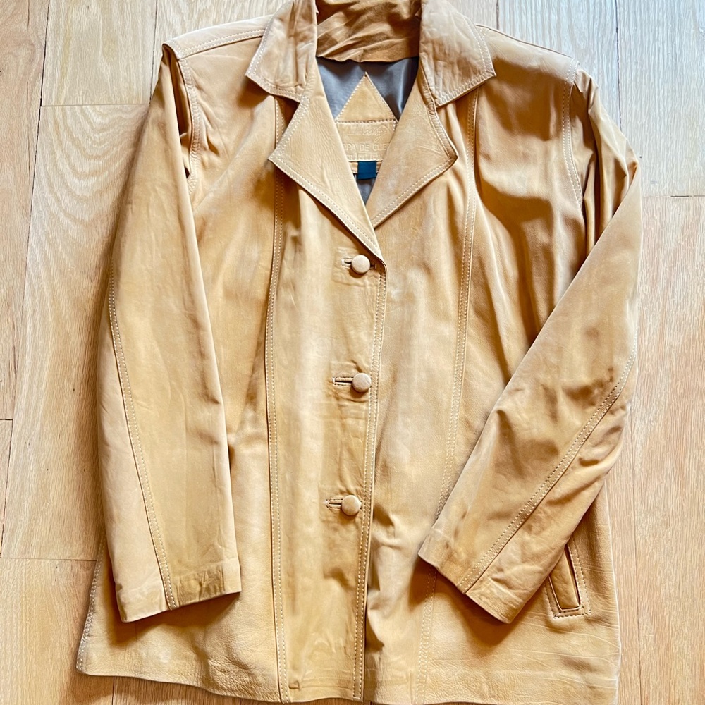 Light Yellow/Brown Suede Jacket
